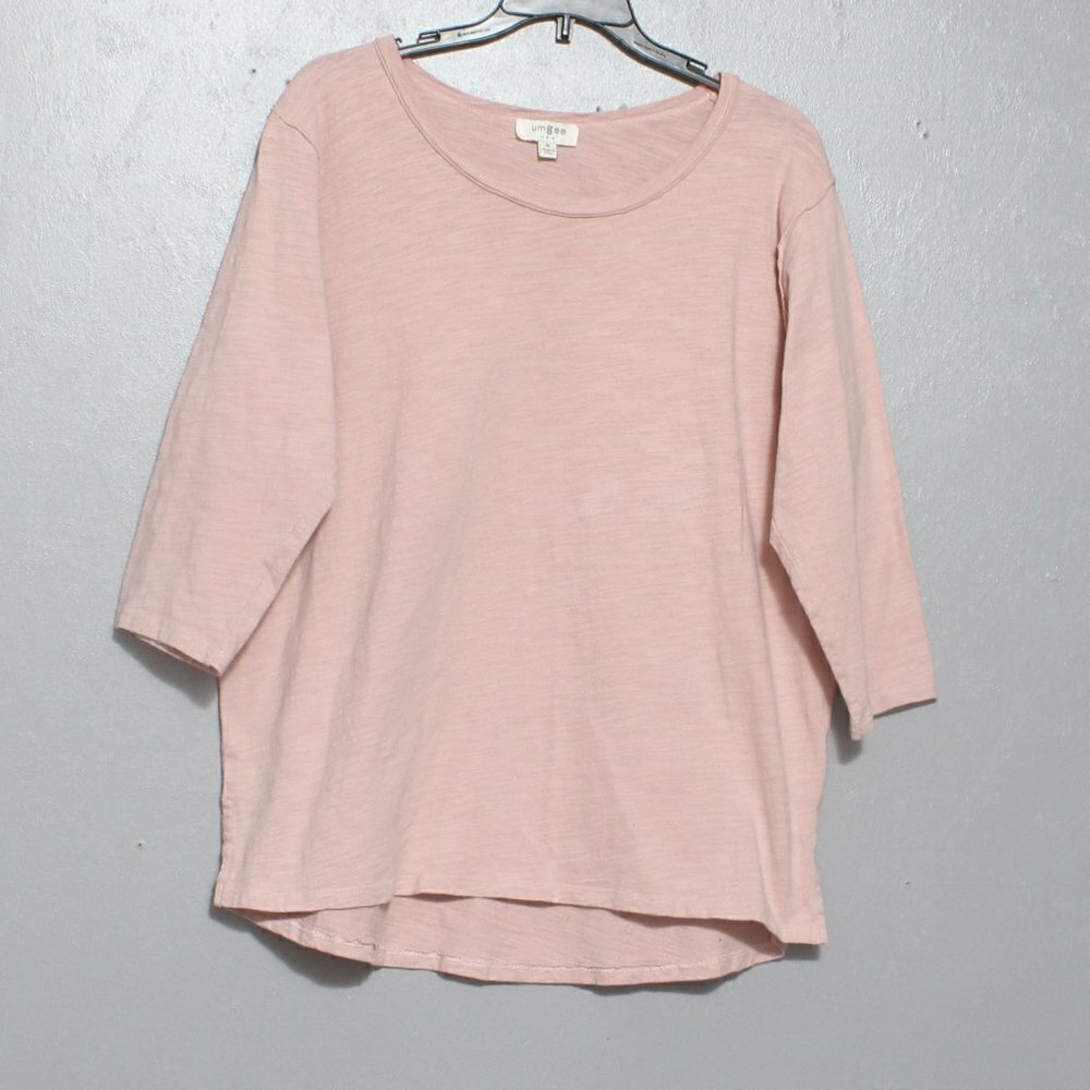 Umgee pink cropped sleeve embroidered Angel wing top
